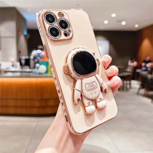 MOHDHAF-Überzugsseiten Astronaut Bracket Case für iPhone 15 14 13 12 11 Pro Max 14 15 Plus 12 13 Mini X XR XS Max Cover, Pink, für iPhone XS Max von MOHDHAF