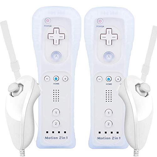 MOICUCU Wii Fernbedienung Wii Controller mit Motion Plus und Nunchuck,Wireless Wii Remote Controller mit Silikonhülle Handschlaufe für Wii von MOICUCU