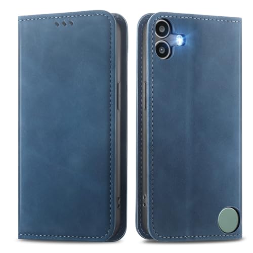 MOJIA Hülle für Nothing CMF Phone 1, PU Folio Leder Brieftaschen Schutzhülle [Magnetverschluss], Handyhülle mit TPU Innenschale, Kartenhalter Ständerhülle. Blau von MOJIA