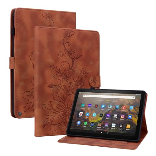 MOKASE Fall Kompatibel mit All-New Amazon Fire 10 & 10 Plus 13th/11th Generation 2023 2021 Freigabe, Wildleder Folio Stand Cover mit Stifthalter & Kartensteckplatz, Schlau Auto Wake/Sleep, Brown von MOKASE