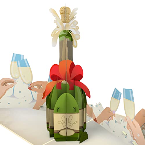 MOKIO® Pop-Up Karte – Champagner – 3D Grußkarte zum Geburtstag, Ruhestand, Jubiläum oder zur Hochzeit, Glückwunschkarte zur Trauung von MOKIO