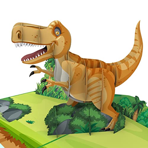 MOKIO® Pop-Up Karte für Kinder – T-Rex Dinosaurier – 3D Dino Grußkarte zum Geburtstag, Geburtstagskarte für Mädchen und Jungen von MOKIO