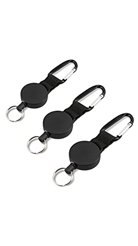 MOKIU 3 Stk Schlüsselband ausziehbar mit Schlüsselanhänger für Schlüsselbund oder als Ausweis-JOJO mit Stahlseil bzw Schlüssel-JOJO Zipper von MOKIU
