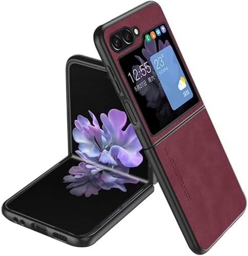 MOLANLAN Lederhülle für Samsung Galaxy Z Flip 5, stoßfeste Schutzhülle, ultradünn, langlebig, Kameralinsenschutz, kratzfeste Handyhülle (Z Flip 5, Magenta) von MOLANLAN