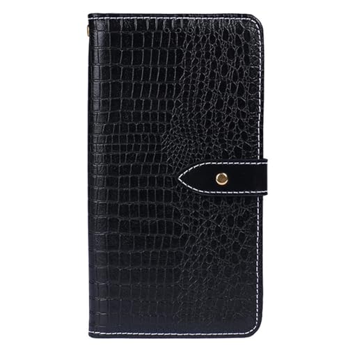 MOLANLAN Schutzhülle für iPhone 15Pro Max/15 Pro/15 Plus/15, Flip-PU-Leder, Brieftaschen-Schutzhülle, Krokodil-Textur, Rundumschutz (15, Schwarz) von MOLANLAN