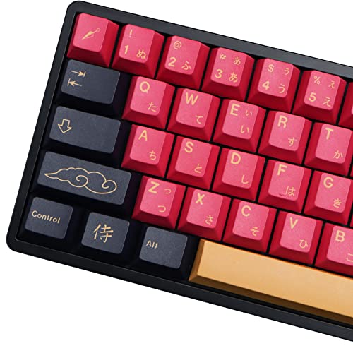 MOLGRIA Rote Samurai Tastenkappen, 129 Set PBT Tastenkappen für Gaming-Tastatur, Cherry Profile Dye Sublimation Custom Keycaps mit Puller für Gateron Kailh Cherry MX Switch 68/61 60 Prozent Tastatur von MOLGRIA