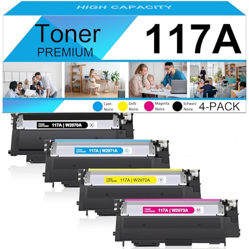 117A Toner Set Kompatibel für HP 117A Set W2070A W2071A W2072A W2073A Color Laser MFP 178nwg 179fwg 150nw 179fnw 150a 178nw Tonerkartusche (Schwarz Cyan Gelb Magenta 4er-Pack) von MOLIMER