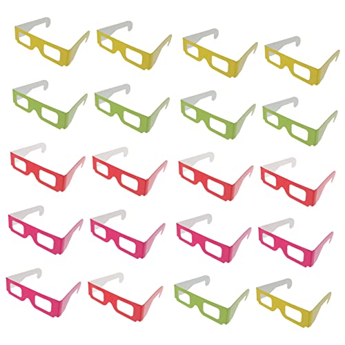 MOLUCKFU 20St 3D-Feuerwerksbrille Pappgläser 3D-Brille aus Pappe 3D-Filmbrille Anaglyphenbrille 3D-Sichtbrille Doppellagiger 250g-Karton von MOLUCKFU