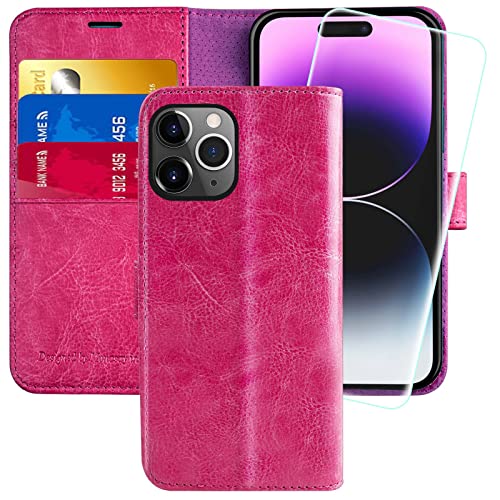 MONASAY Hülle für iPhone 14 Pro 5G, Handyhülle iPhone 14 Pro 5G Klapphülle [Schutzglas] [TPU] [Kartenfächer] [Ständer] [Magnet] RFID, Stoßfeste Case, Cover kompatibel mit iPhone 14 Pro 5G (6,1 Zoll) von MONASAY