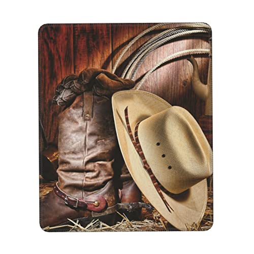 Cowboy Black Hat Western Boots Mouse Pad, Gaming Mouse Padmulti-Code Gummi Mauspad (vertikal) von MONIKAR