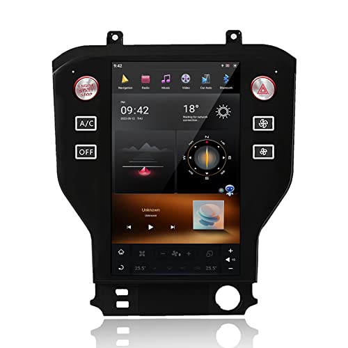 MOOKAKA Tesla Style Radio Android 11 Autoradio 1 Din GPS Navigation für Ford Mustang 2015-2020 Multimedia Player Haupteinheit 11.8 Zoll Vertikaler Bildschirm Unterstützung Carplay DSP RDS(4+64GB) von MOOKAKA