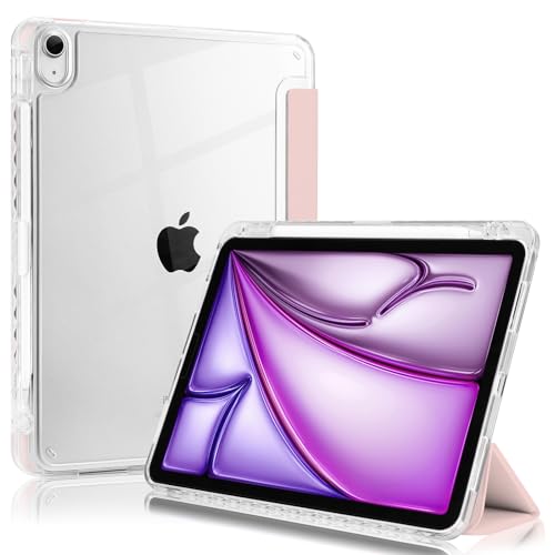 MOROCK Schlanke Hülle für iPad Air 27.9 cm M2 2024, iPad Air 5th/4th Generation 10.9 Zoll 2022/2020 mit Stifthalter, Trifold Stand Case für iPad Air 6/5/4, stoßfeste Abdeckung mit klarer Rückschale, von MOROCK