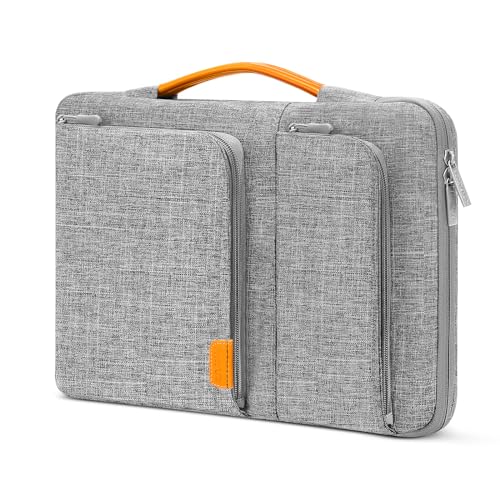 MOSISO 360 Schützende Laptop Hülle Kompatibel mit MacBook Air/Pro, 13-13,3 Zoll Notebook, Kompatibel mit MacBook Pro 14 M3 M2 M1,Side Open Tasche mit 2 Zubehör Taschen&Handgriff&Gürtel, Gray von MOSISO