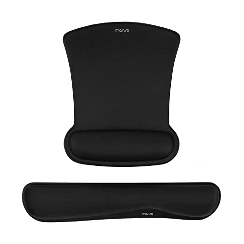 MOSISO Handgelenkauflagen für Mauspad&Tastatur Set,Ergonomisches Mauspad Rutschfester Boden Zuhause/Büro Schmerzlinderung&Easy Typing Kissen mit Neopren Tuch&Erhöhter Memory Schaum,Schwarz von MOSISO