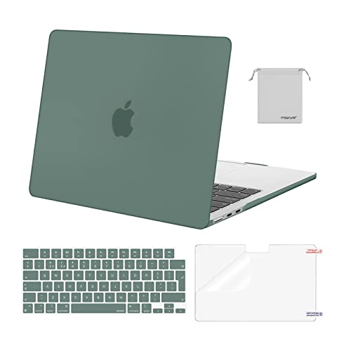 MOSISO Hülle Kompatibel mit MacBook Air M3 M2 13 Zoll 2025 2024-2022 A3113 A2681,Schutzhülle Hartschale Case&Tastaturschutz&Displayschutz&Tasche für MacBook Air 13,6 Zoll Hülle, Smaragdgrün von MOSISO