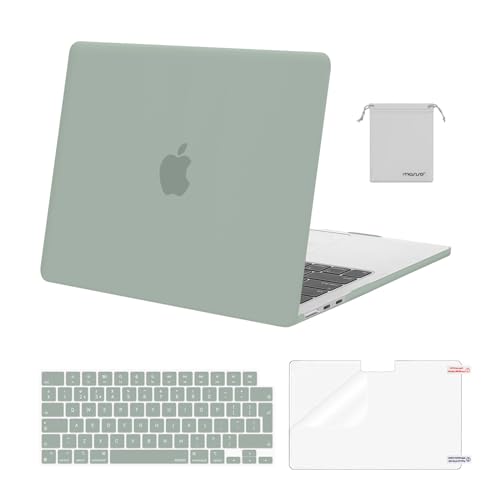 MOSISO Hülle Kompatibel mit MacBook Air M3 M2 13 Zoll 2025 2024-2022 A3113 A2681,Schutzhülle Hartschale Case&Tastaturschutz&Displayschutz&Tasche für MacBook Air 13,6 Zoll Hülle, Antikes Grün von MOSISO