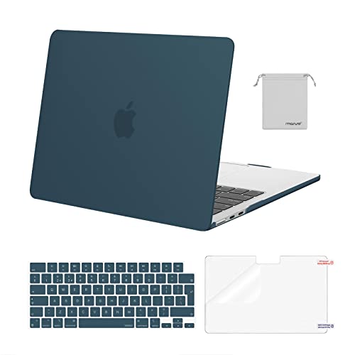 MOSISO Hülle Kompatibel mit MacBook Air M3 M2 13 Zoll 2025 2024-2022 A3113 A2681,Schutzhülle Hartschale Case&Tastaturschutz&Displayschutz&Tasche für MacBook Air 13,6 Zoll Hülle, Blaugrün von MOSISO