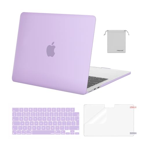 MOSISO Hülle Kompatibel mit MacBook Air M4 M3 M2 13 Zoll 2025 2024-2022 A3240/3113/2681,Schutzhülle Hartschale&Tastaturschutz&Displayschutz&Tasche für MacBook Air 13,6 Zoll Hülle,Lila von MOSISO