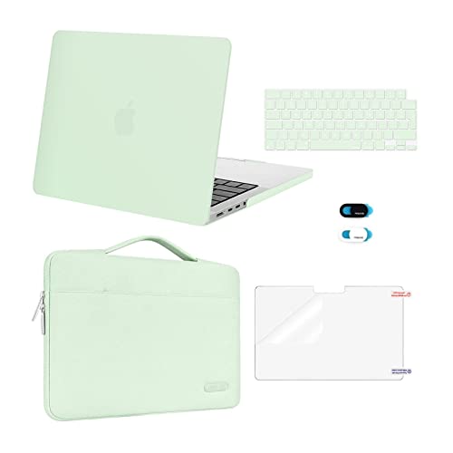 MOSISO Hülle Kompatibel mit MacBook Pro 14 Zoll 2024-2021 M4 M3 M2 M1 A3112/3185/3401 A2918/2992 A2779/2442,Hartschale Case&Sleeve Tasche&Tastaturschutz&Screen Film&Webcam Abdeckung,Honigtau Grün von MOSISO