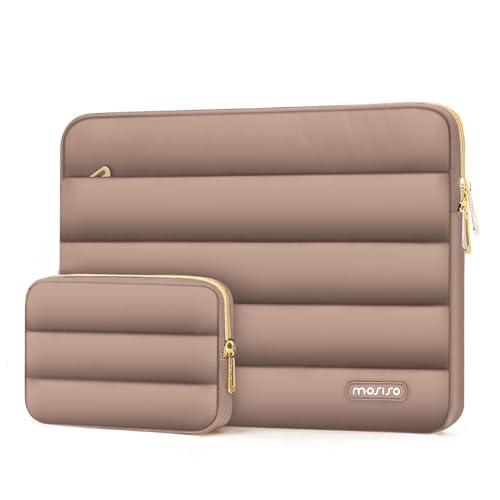 MOSISO Puffy Laptop Tasche Kompatibel mit 17-17,3 Zoll Dell XPS/HP Pavilion/Ideapad/Acer/Alienware/HP Omen,Horizontal Hülle mit Kleiner Tasche, Braun von MOSISO