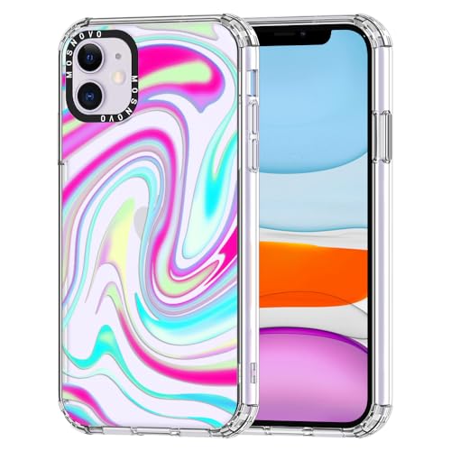 MOSNOVO für iPhone 11 Hülle – Durchsichtige, schlanke, stoßfeste TPU+PC-Handyhülle, [6,6 Fuß Fallschutz/Anti-Abziehen] - Psychedelische Wirbel von MOSNOVO