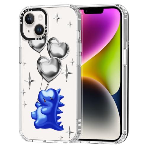 MOSNOVO für iPhone 14 Hülle – Durchsichtige, schlanke, stoßfeste TPU+PC-Handyhülle, [6,6 Fuß Fallschutz/Anti-Abziehen] - Balloonasaurus von MOSNOVO