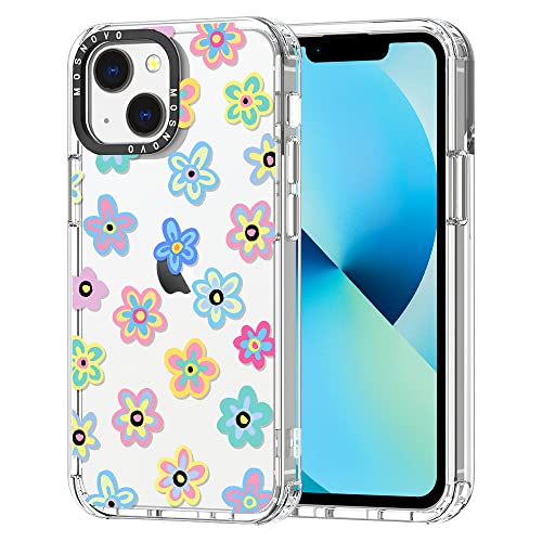 MOSNOVO für iPhone 13 Hülle – Durchsichtige, schlanke, stoßfeste TPU+PC-Handyhülle, [6,6 Fuß Fallschutz/Anti-Abziehen] - Groovy-Blume von MOSNOVO