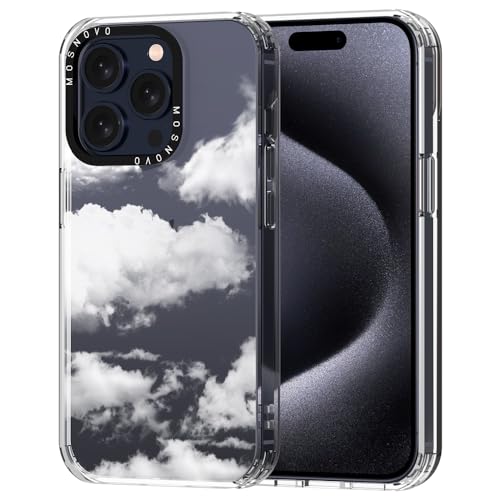 MOSNOVO für iPhone 15 Pro Hülle – Durchsichtige, schlanke, stoßfeste TPU+PC-Handyhülle, [6,6 Fuß Fallschutz/Anti-Abziehen] - Wolke von MOSNOVO