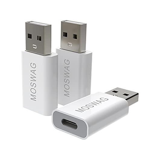 MOSWAG 3 Packungen USB C auf USB Adapter USB Stecker auf USB C Buchse Adapter USB C Adapter Kompatibel mit Mag Safe Ladegerät,i Mac,Mac Book Pro,Mac Book,Laptops,PC,Computer und mehr von MOSWAG