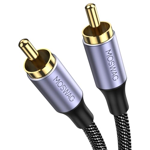 MOSWAG Subwoofer Kabel, Digitales RCA Koaxialkabel Premium, Cinch Kabel Subwoofer, 1 Cinch auf 1 Cinch, Vergoldet 24k, Geflochtenes Nylon, für Heimkinos, Audiosysteme, Verstärker/HiFi (2M) von MOSWAG