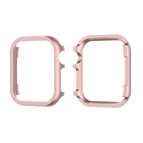 Schutzhülle Metall Rosa Kompatibel mit Apple Watch SE 40mm, Bling Glitzer Schutz Tasche Aluminium Full Curved Uhrengehäuse Cover Bumper Gehäuse Hülle Kompatibel mit Apple Watch Series SE/6/5/4 40mm von MOTALER