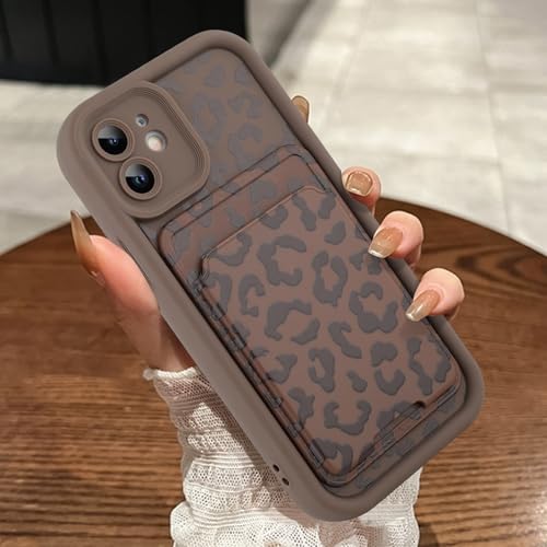 MOWIME Kompatibel mit iPhone 11 Hülle mit Kartenhalter, Geparden-Druck, stoßfest, weiche TPU-Schutzhülle, für Damen und Mädchen, Anti-Kratzer Wallet Case für iPhone 11 6,1 Zoll, Braun von MOWIME