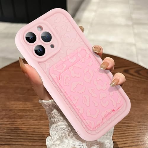 MOWIME Kompatibel mit iPhone 11 Pro Max Hülle mit Kartenhalter, Geparden-Druck, stoßfest, weiche TPU-Schutzhülle, für Damen und Mädchen, Anti-Kratzer Wallet Case für iPhone 11 Pro Max 6,5 Zoll, Rosa von MOWIME