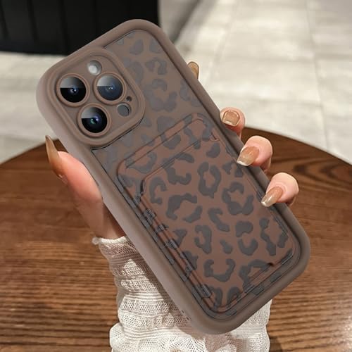 MOWIME Kompatibel mit iPhone 12 Pro Hülle mit Kartenhalter, Geparden-Druck, stoßfest, weiche TPU-Schutzhülle, für Damen und Mädchen, Anti-Kratzer Wallet Case für iPhone 12 Pro 6,1 Zoll, Braun von MOWIME