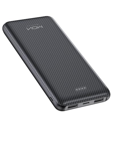 MOXNICE Power Bank 10000mAh Powerbank, Flachste 5V/3A Externer Akku, Tragbares Ladegerät USB C Eingang & Ausgang, Kompatibel mit iPhone 15 14 13 12, Galaxy S23 S22 S21, iPad, Pixel usw von MOXNICE