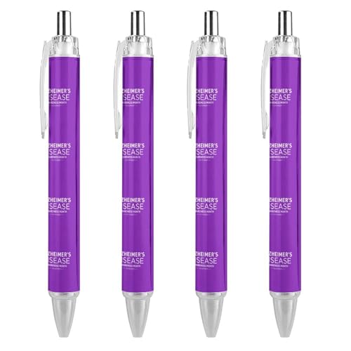 MPUTEOY Alzheimer's Disease Awareness Month Purple Ribbon Kugelschreiber Retractable Pens Black Writing Pen Office Ball Point Pen Work Pens von MPUTEOY