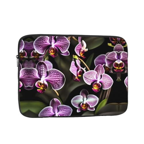 Stilvolle Laptoptasche mit Orchideen-Aufdruck, ohne Taschen, Violett von MQGMZ