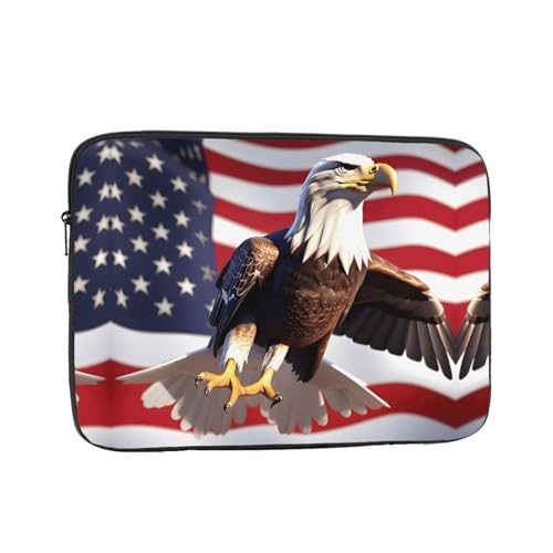 Stilvolle Laptoptasche mit Weißkopfseeadler mit amerikanischer Flagge, Laptoptasche, ohne Taschen, Computertasche von MQGMZ