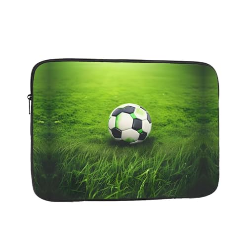 Stilvolle Laptoptasche mit grünem Grasfußball-Druck, Laptoptasche, ohne Taschen, Computertasche von MQGMZ