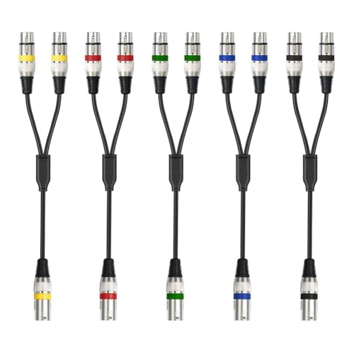 MQODLFP 5er-Pack 1,6 Fuß Langes Y-Splitterkabel Von XLR-Buchse auf XLR-Stecker, XLR-Splitter 1 Buchse auf 2 Stecker für Mikrofon-Mixer von MQODLFP