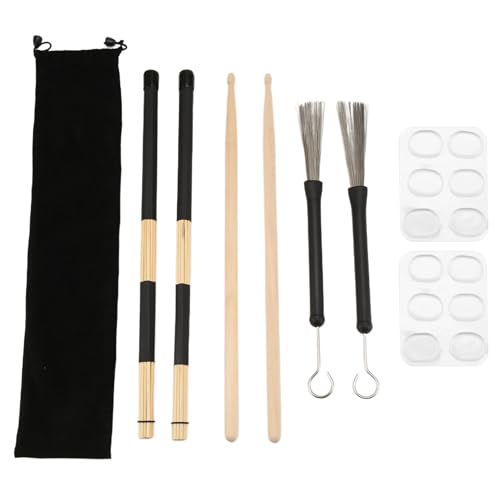 MQODLFP Drumsticks-Set, 5A-Drumsticks Aus, Drum-Rod-Bürsten, Einziehbare Drum-Drahtbürsten, Drum-Dämpfer, für Kinder und Erwachsene von MQODLFP