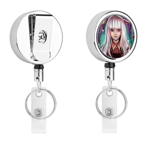 Anime Mädchen Einziehbarer Schlüsselanhänger Ausweishalter Ausweisrolle Schlüsselring Retractable Badge Reel 5.5x4cm von MQRBFLM