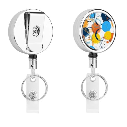 Farbe Kreis Einziehbarer Schlüsselanhänger Ausweishalter Ausweisrolle Schlüsselring Retractable Badge Reel 5.5x4cm von MQRBFLM