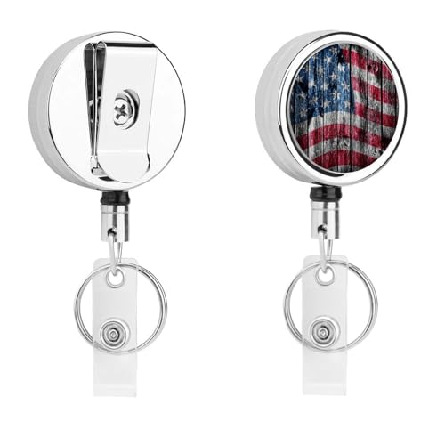 Hölzerne Flagge Einziehbarer Schlüsselanhänger Ausweishalter Ausweisrolle Schlüsselring Retractable Badge Reel 5.5x4cm von MQRBFLM