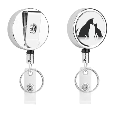 Katzen Hunde Einziehbarer Schlüsselanhänger Ausweishalter Ausweisrolle Schlüsselring Retractable Badge Reel 5.5x4cm von MQRBFLM