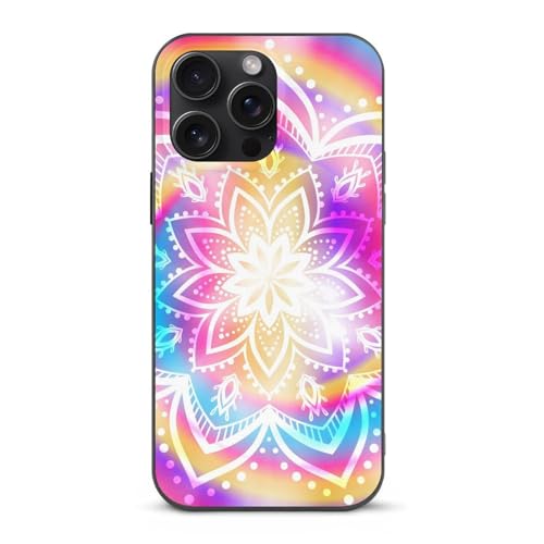 MQRBFLM Farbe Mandala Handyhülle Pu Leder wasserdichte Hülle Stoßfeste Schutzhülle Für iPhone 15 Pro Max von MQRBFLM