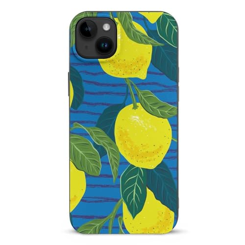 MQRBFLM Lemon Stripe Handyhülle Pu Leder wasserdichte Hülle Stoßfeste Schutzhülle Für iPhone 15 Plus von MQRBFLM