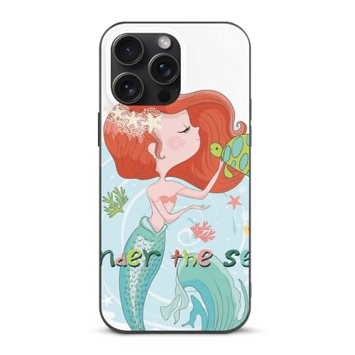 MQRBFLM Mermaid Mädchen Handyhülle Pu Leder wasserdichte Hülle Stoßfeste Schutzhülle Für iPhone 15 Pro Max von MQRBFLM