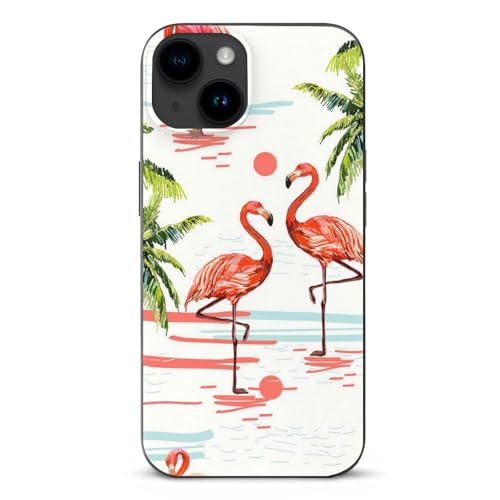 MQRBFLM Roter Flamingo Handyhülle Pu Leder wasserdichte Hülle Stoßfeste Schutzhülle Für iPhone 15 von MQRBFLM