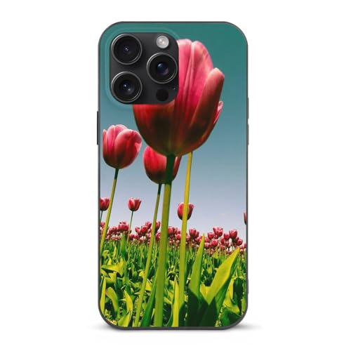 MQRBFLM Tulpe Handyhülle Pu Leder wasserdichte Hülle Stoßfeste Schutzhülle Für iPhone 15 Pro Max von MQRBFLM